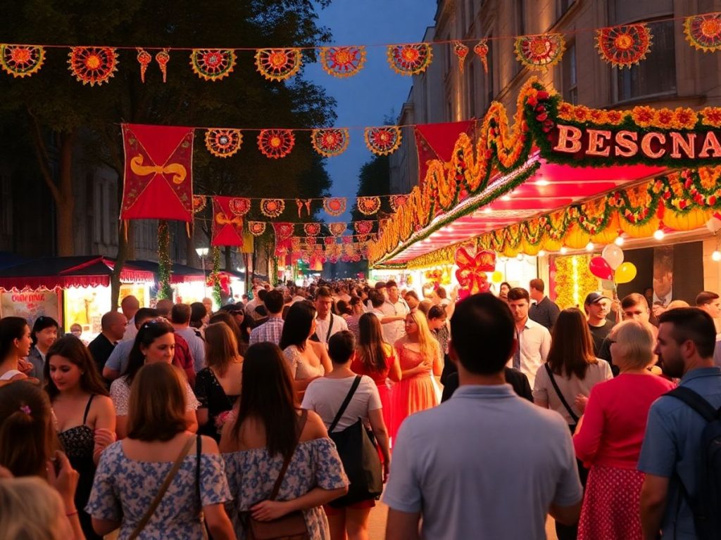 Evenimente culturale în București, străzi pline de viață.