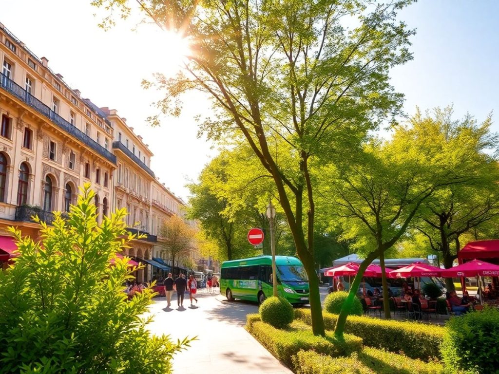 Vedere stradală a Bucureștiului cu arhitectură istorică.