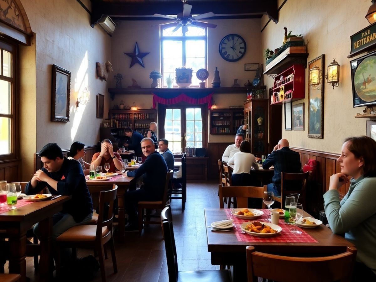 Interior restaurant traditional românesc din București.