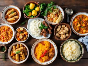 Preparatele tradiționale românești pe o masă rustică.